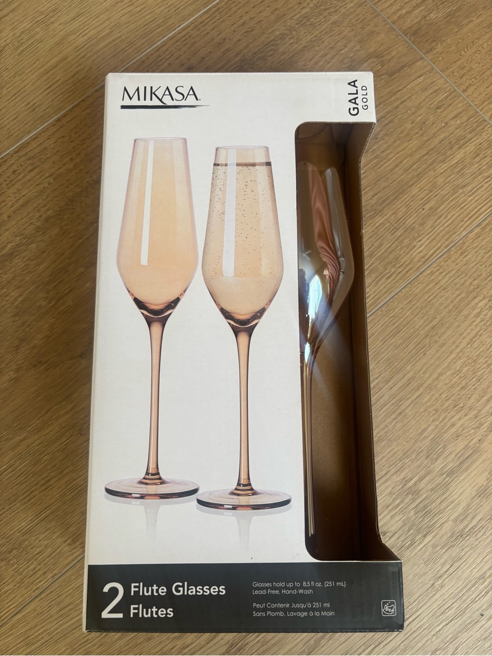 Mikasa Gala Gold Champagne Flutes - New in Box - Set of 2